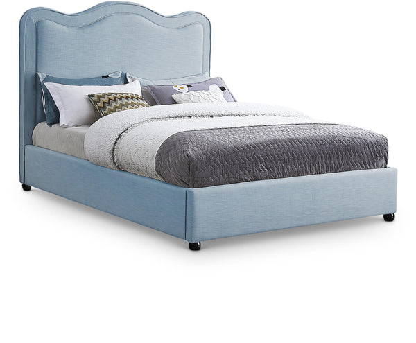 Felix Light Blue Linen Textured Fabric Full Bed