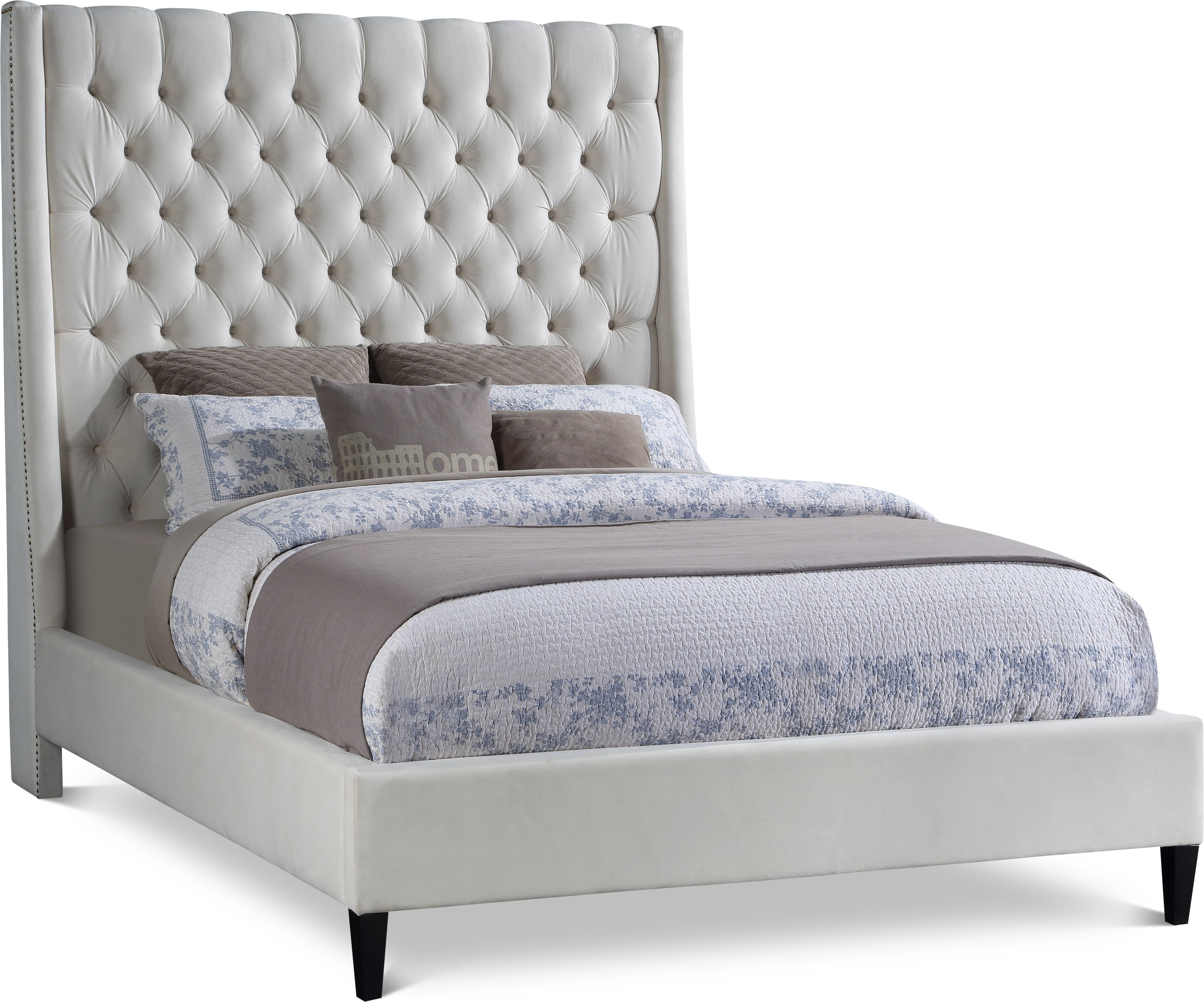 Fritz Cream Velvet Queen Bed