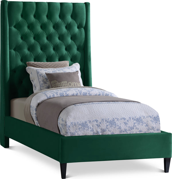 Fritz Green Velvet Twin Bed