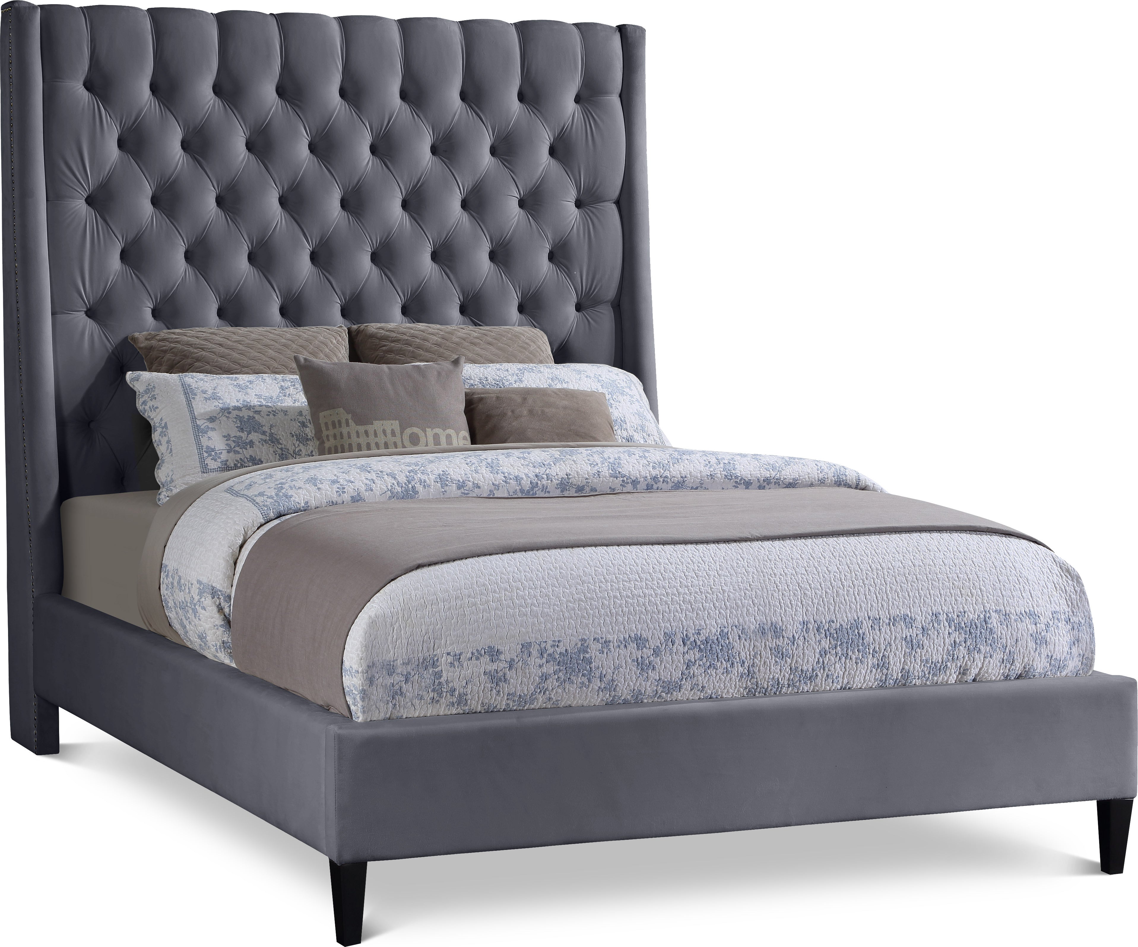 Fritz Grey Velvet Full Bed