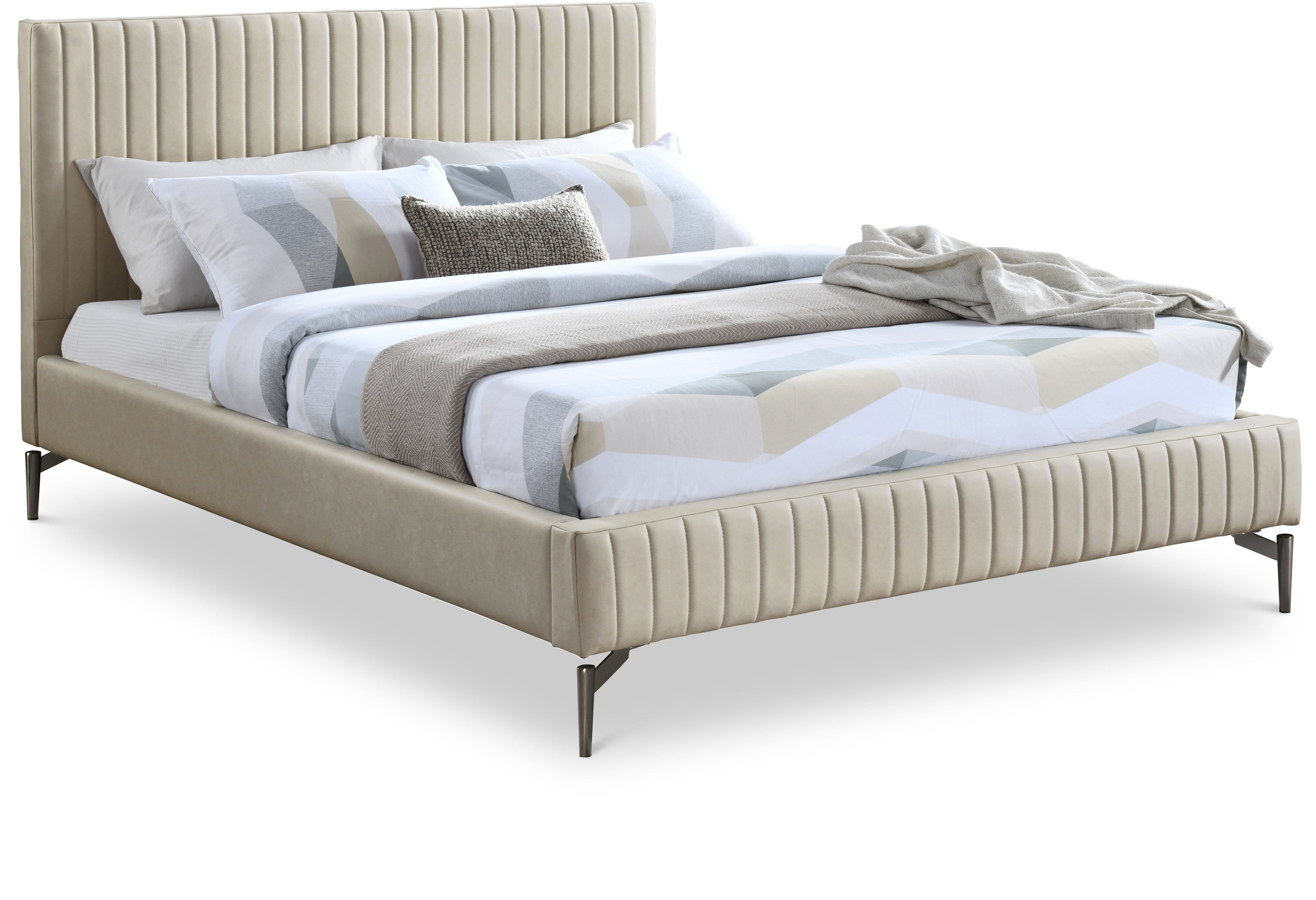 Gallo Beige Vegan Leather King Bed