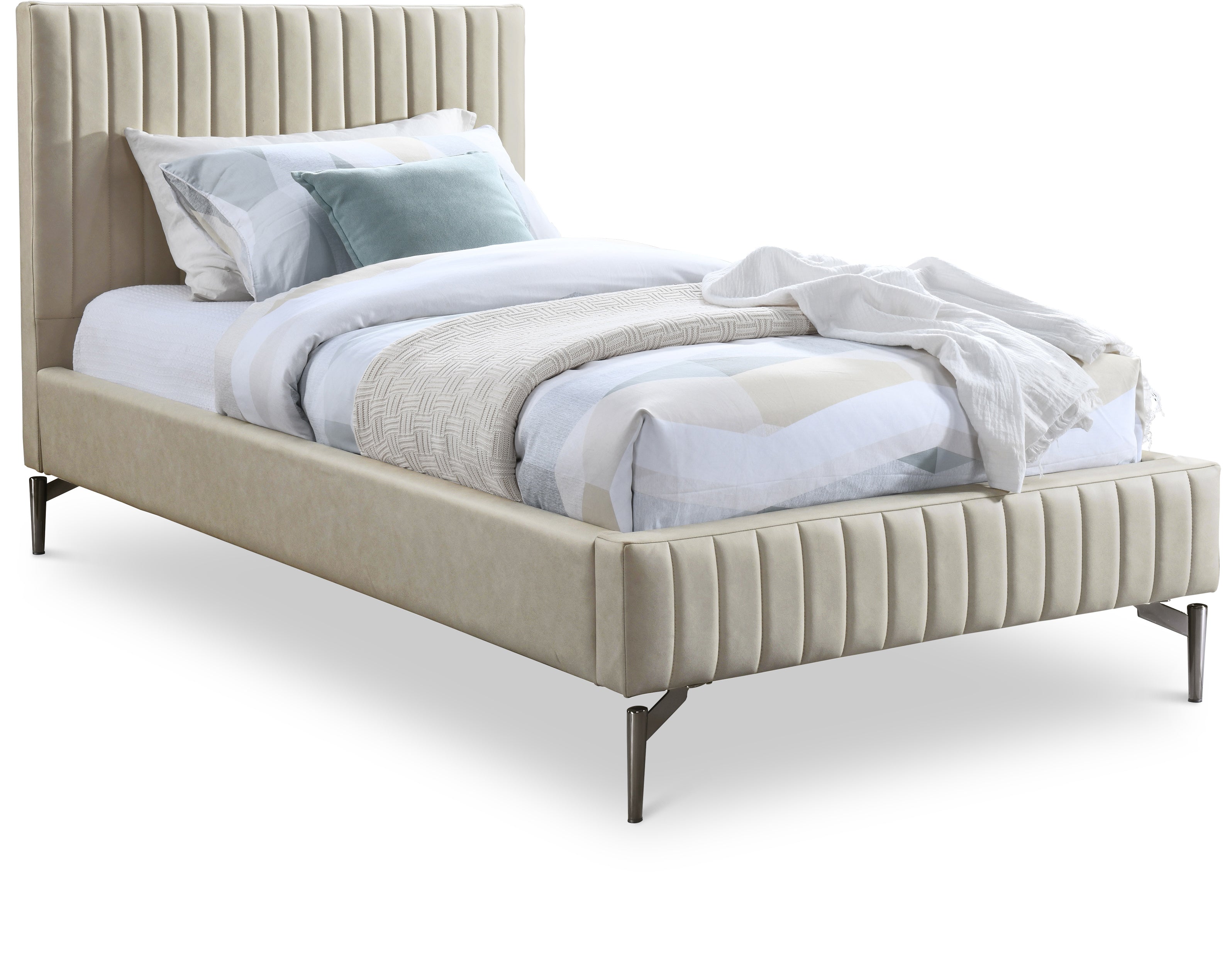 Gallo Beige Vegan Leather Twin Bed