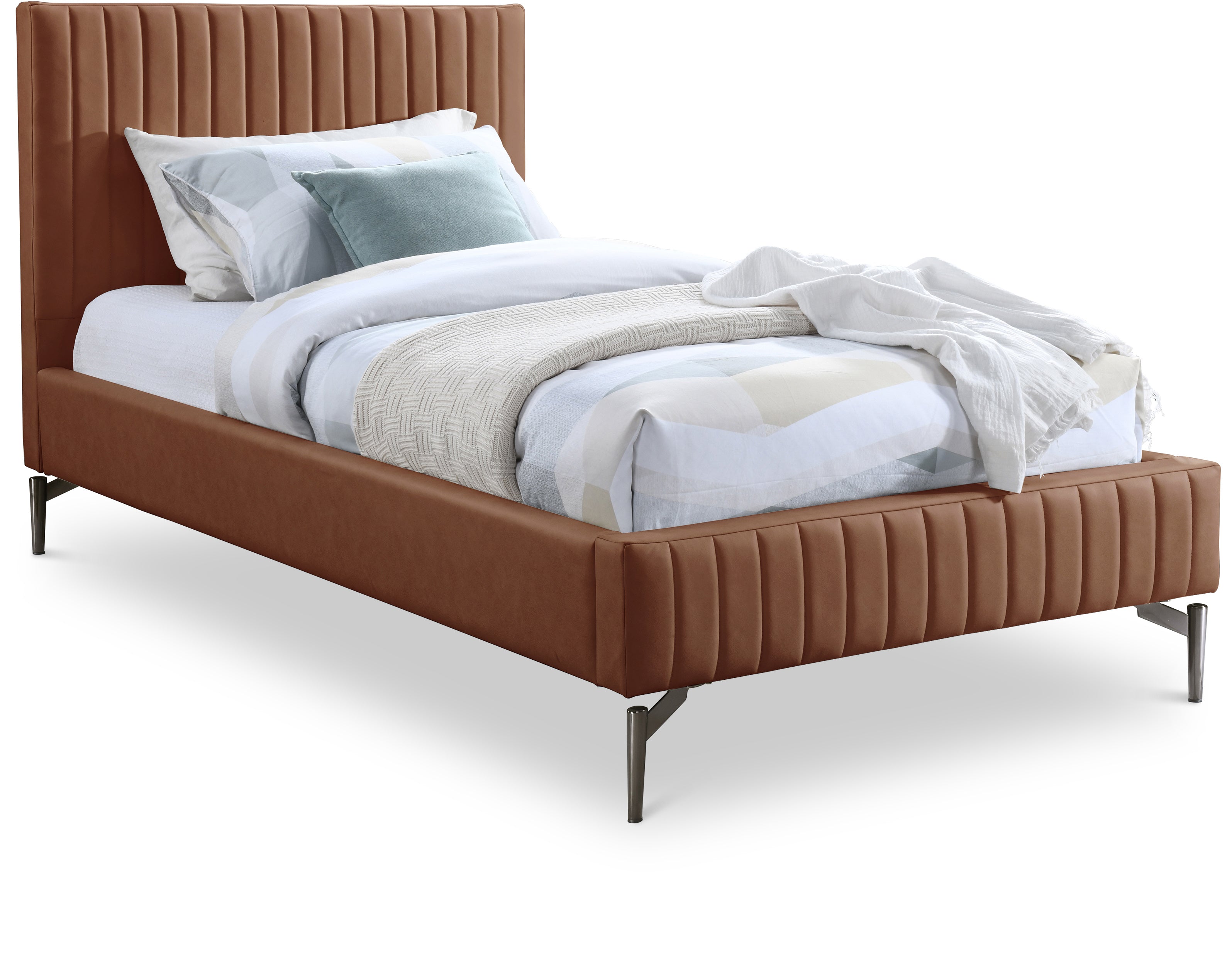 Gallo Cognac Vegan Leather Twin Bed