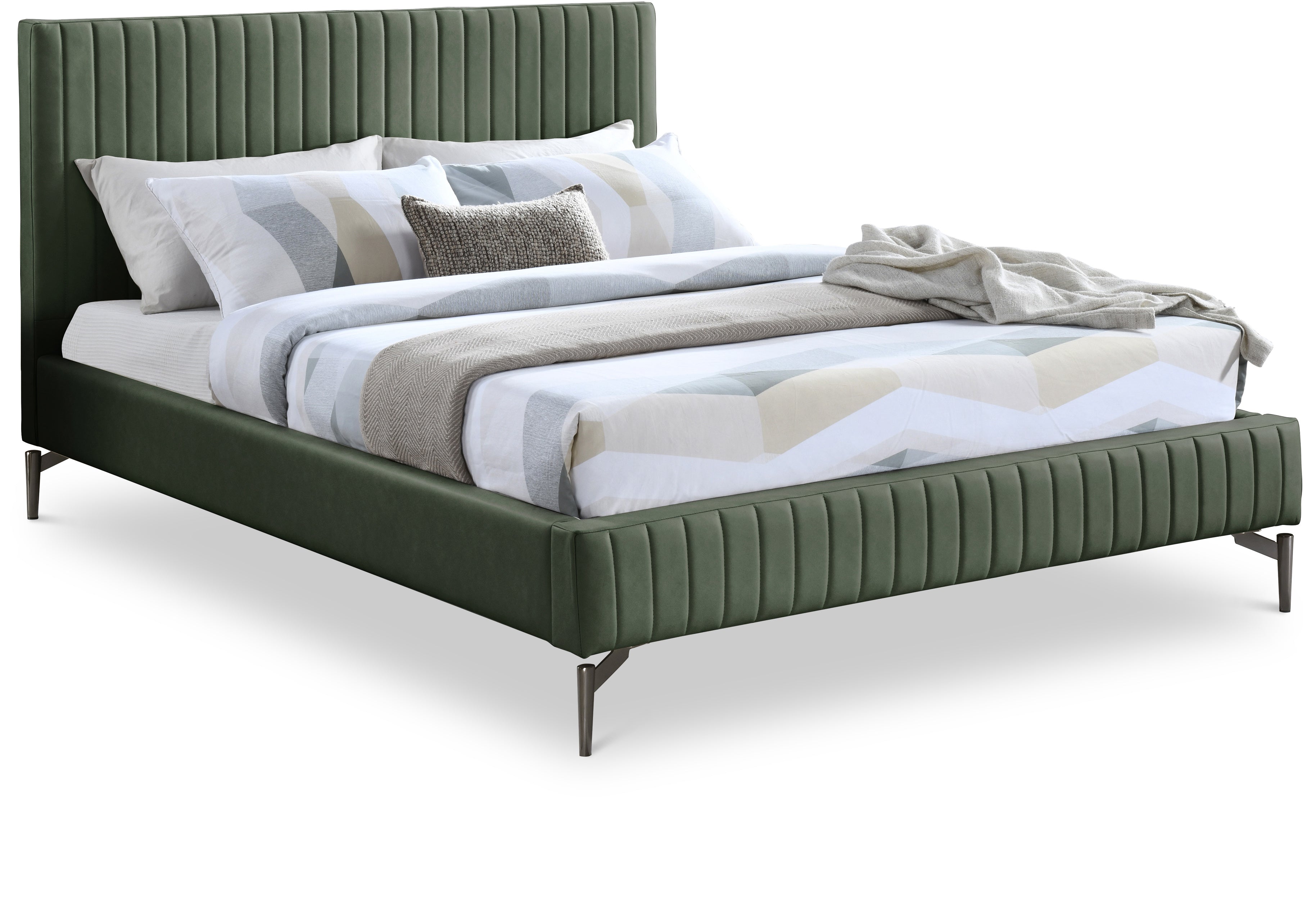 Gallo Green Vegan Leather King Bed