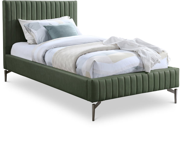 Gallo Green Vegan Leather Twin Bed