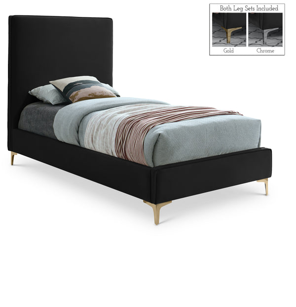 Geri Black Velvet Twin Bed