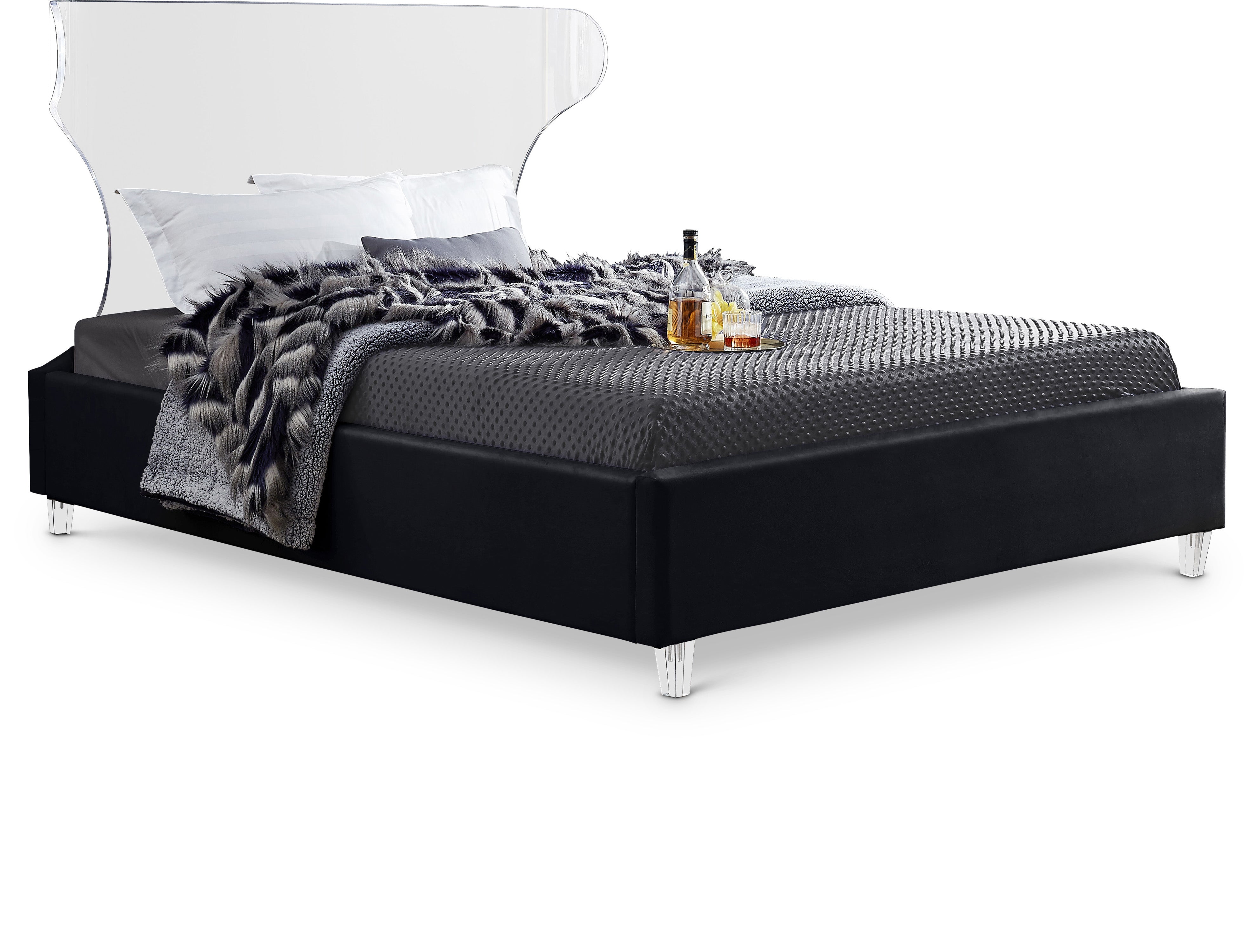 Ghost Black Velvet Queen Bed