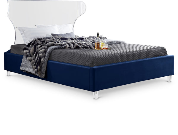 Ghost Navy Velvet Full Bed