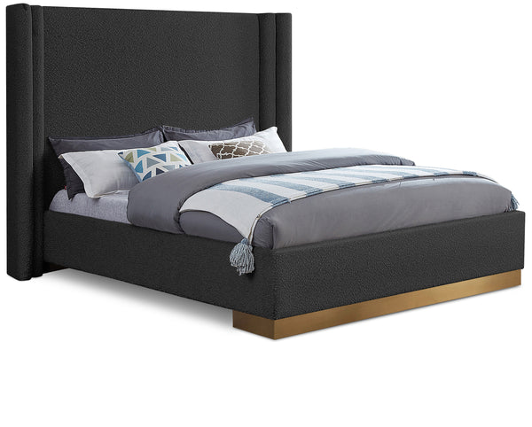 Halton Black Boucle Fabric King Bed (3 Boxes)