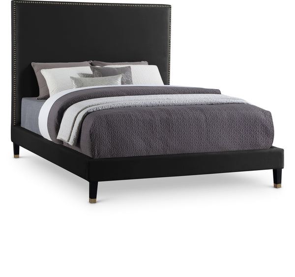 Harlie Black Velvet Full Bed