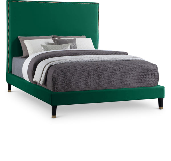 Harlie Green Velvet King Bed