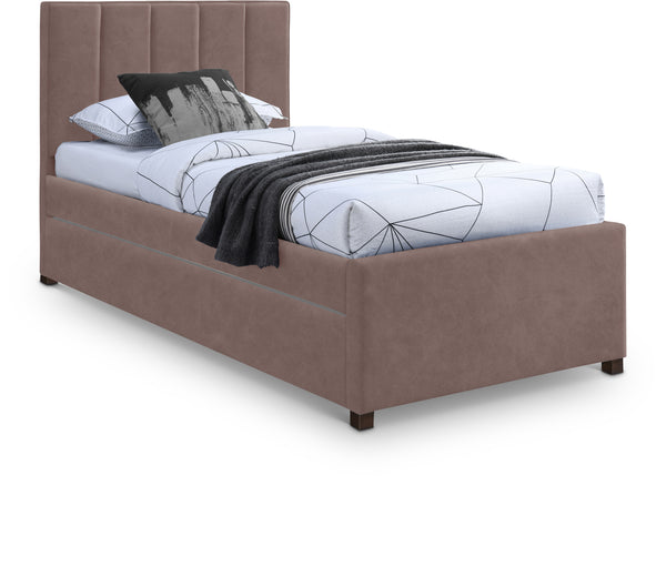 Hudson Brown Vegan Leather Twin Trundle Bed