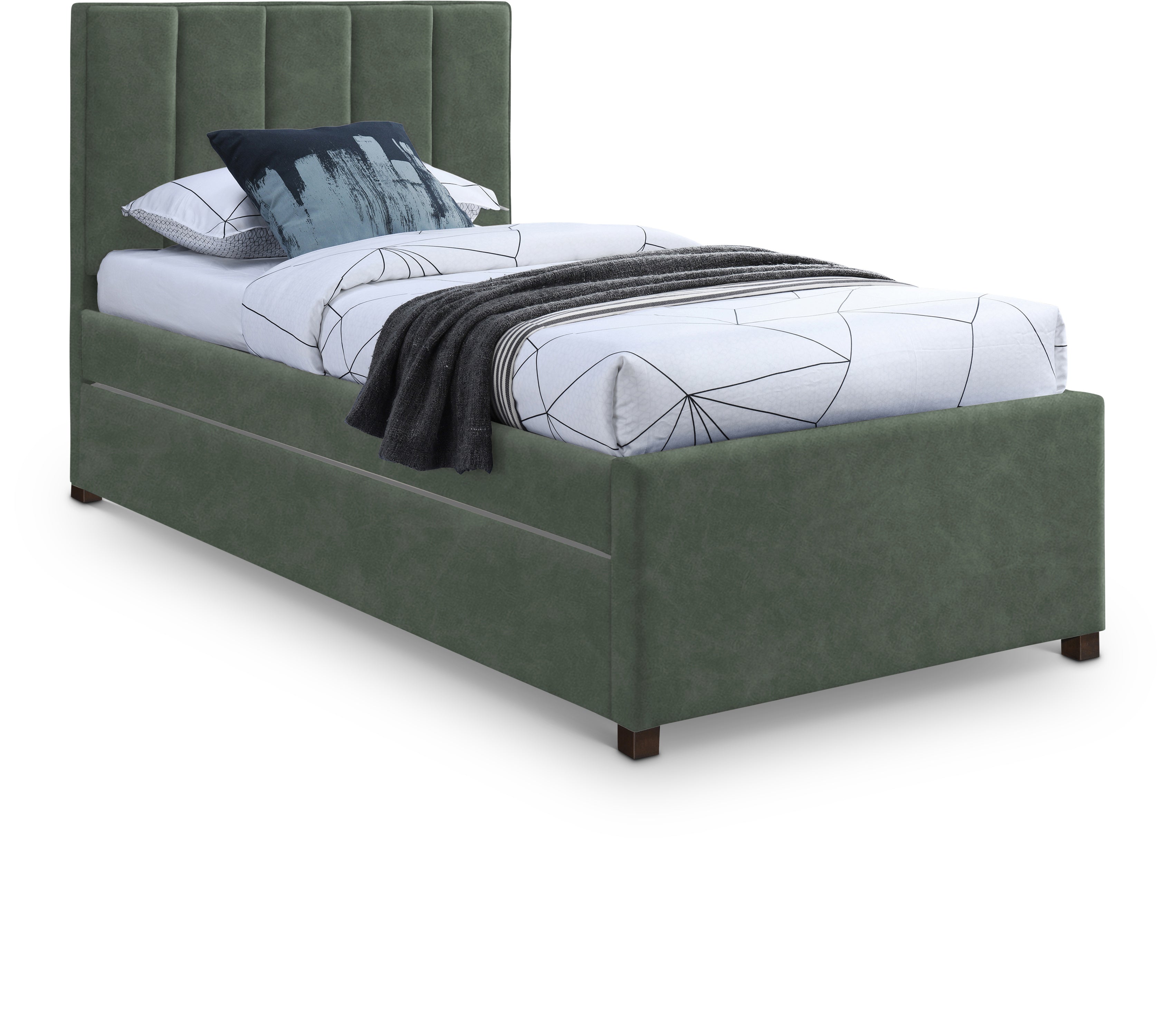 Hudson Green Vegan Leather Twin Trundle Bed