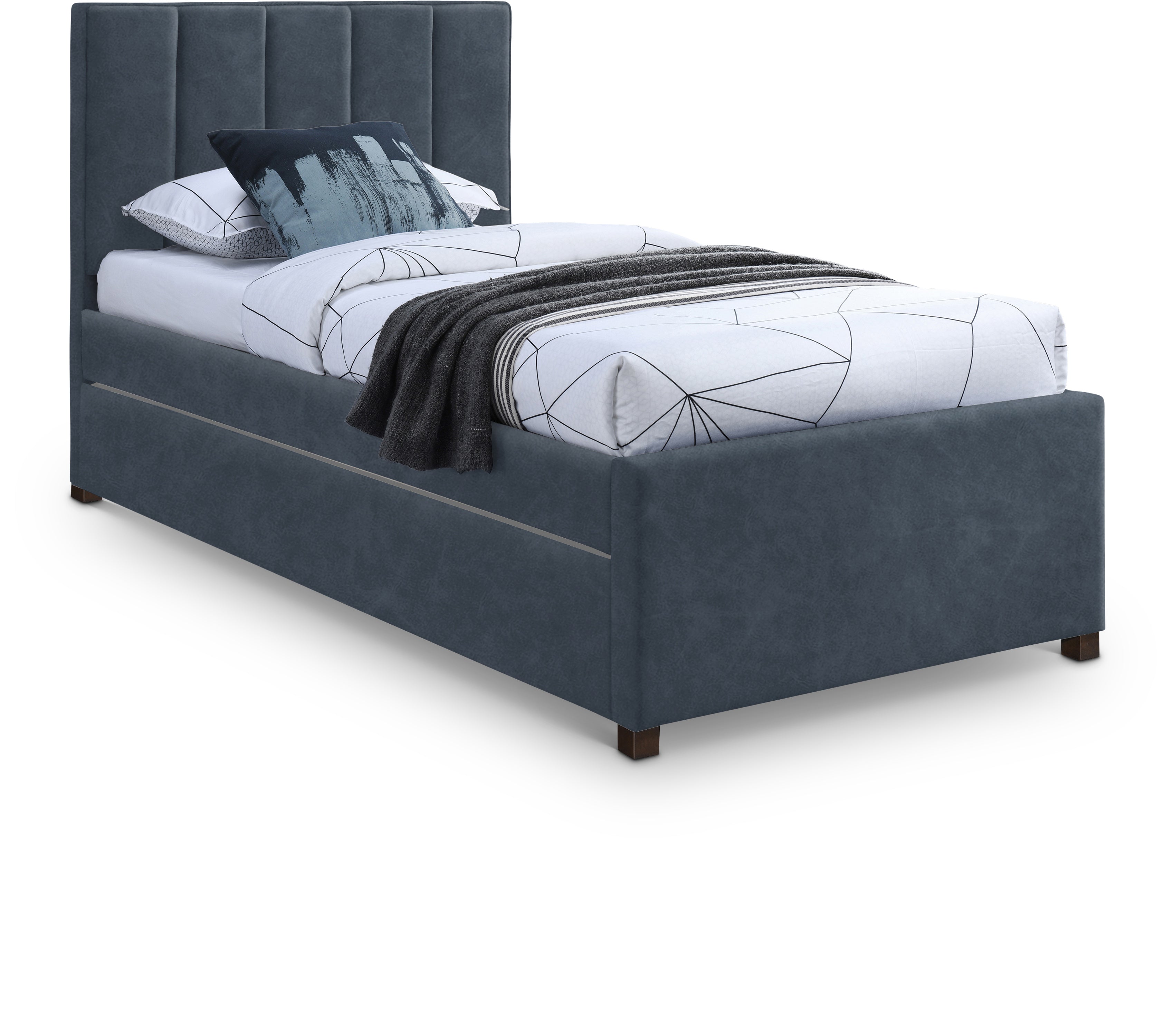 Hudson Navy Vegan Leather Twin Trundle Bed