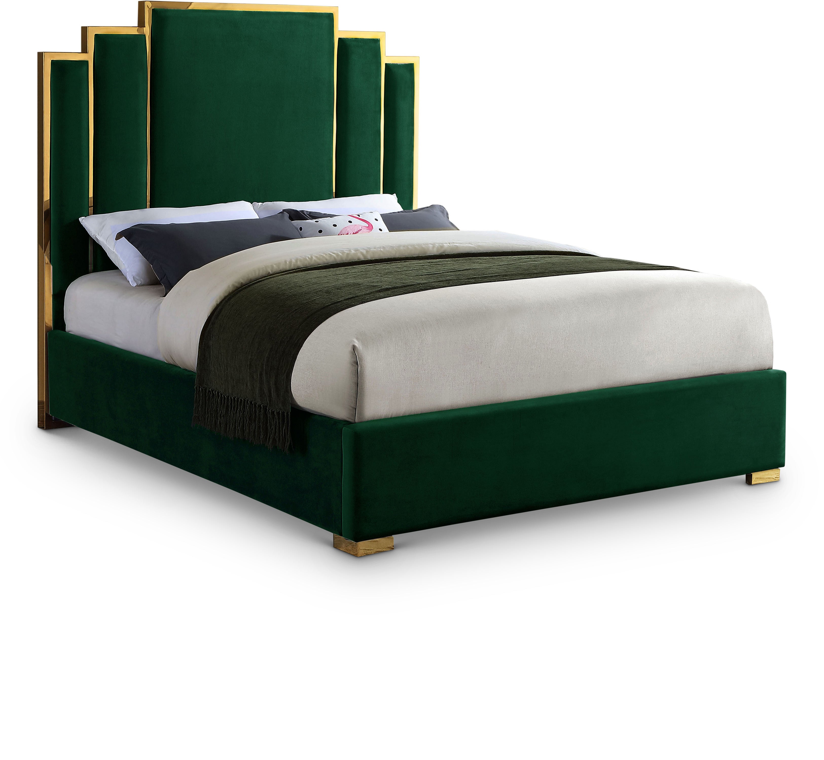 Hugo Green Velvet King Bed