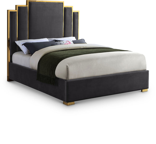 Hugo Grey Velvet King Bed