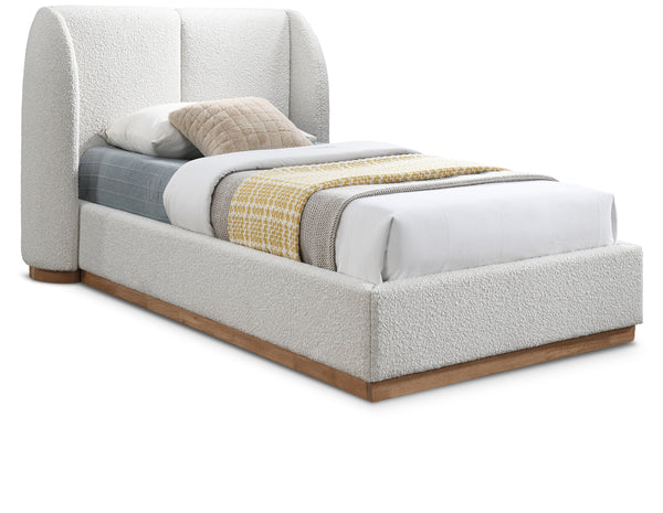 Jardin Cream Boucle Fabric Twin Bed (3 Boxes)