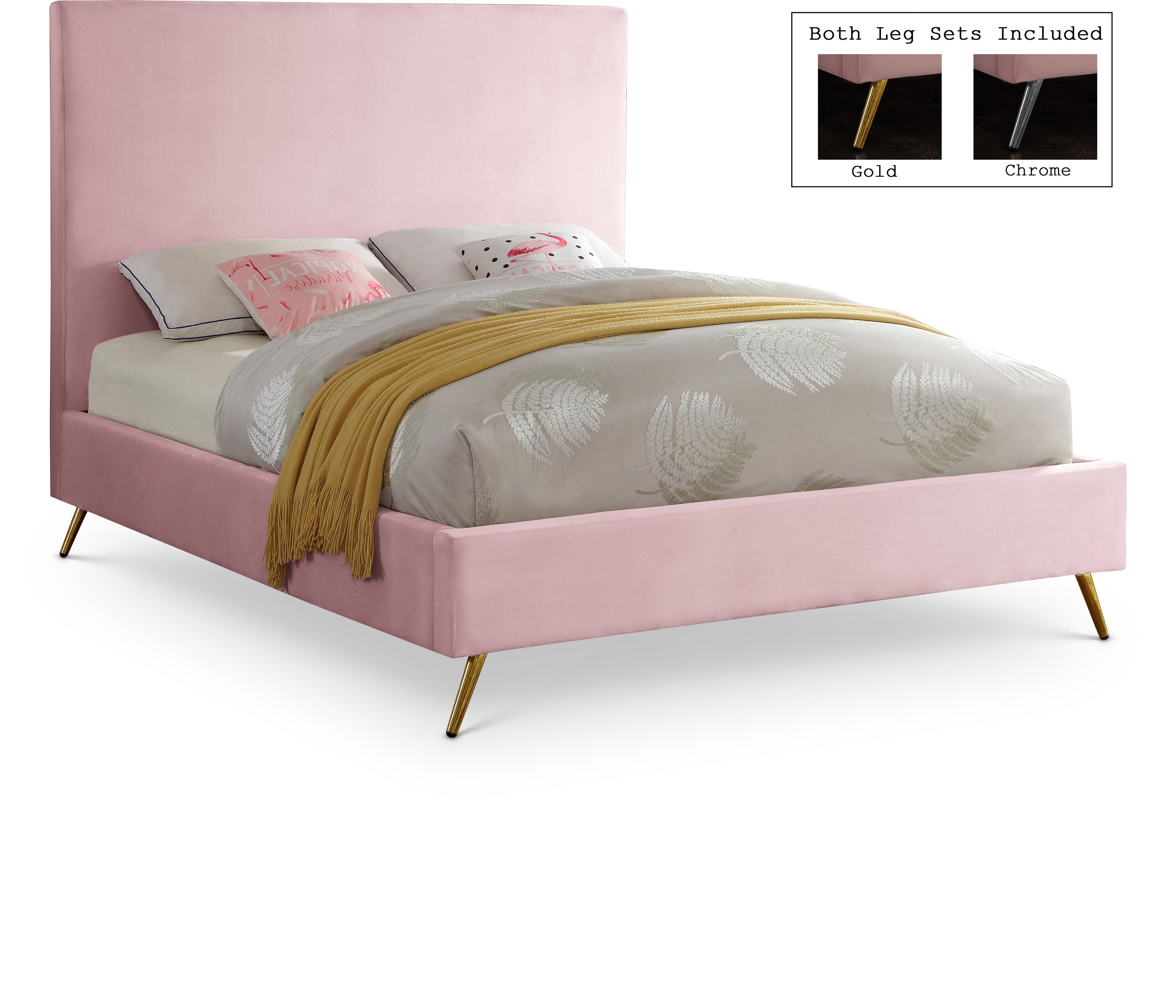 Jasmine Pink Velvet King Bed