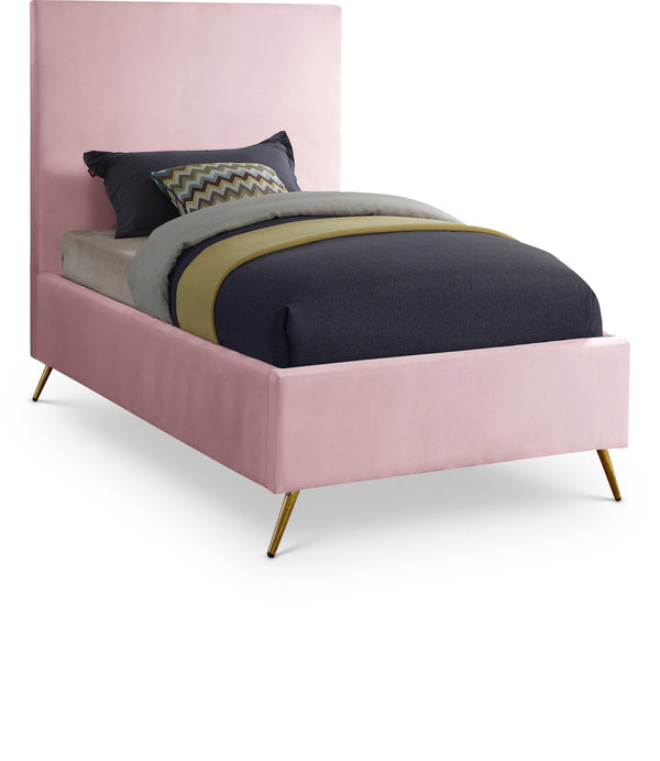 Jasmine Pink Velvet Twin Bed