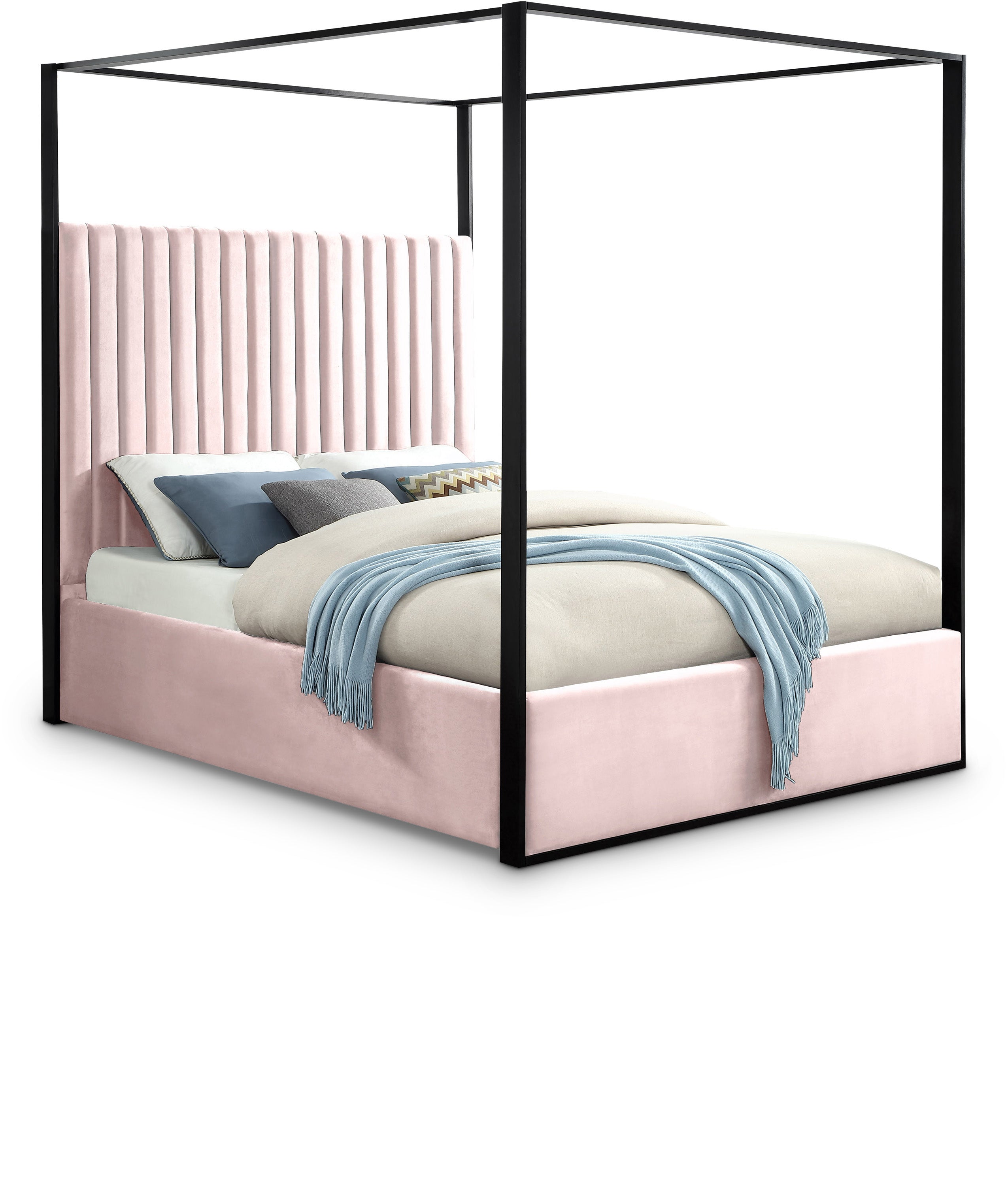 Jax Pink Velvet King Bed