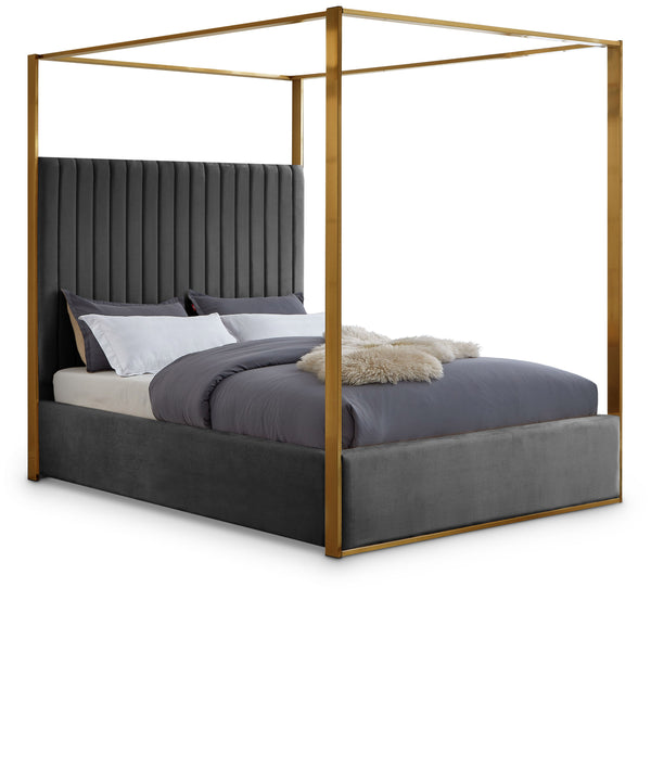 Jones Grey Velvet King Bed