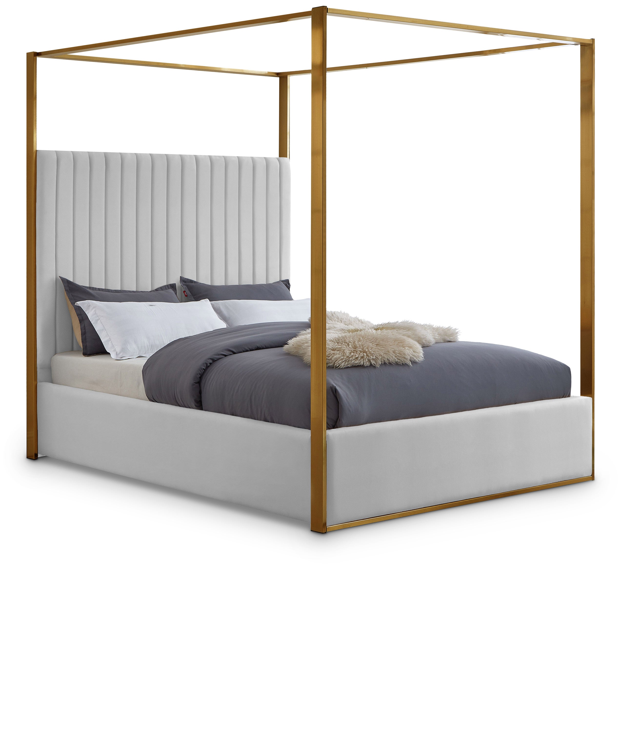 Jones White Vegan Leather King Bed