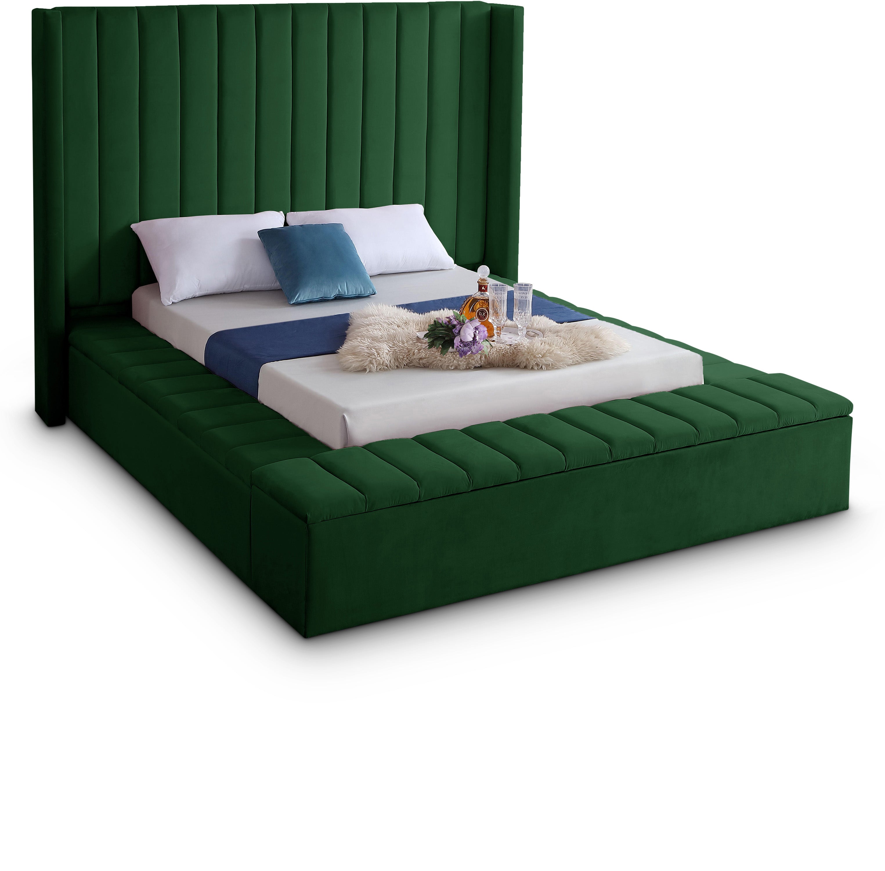 Kiki Green Velvet Full Bed (3 Boxes)