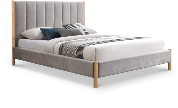 Kona Grey Polyester Fabric Queen Bed