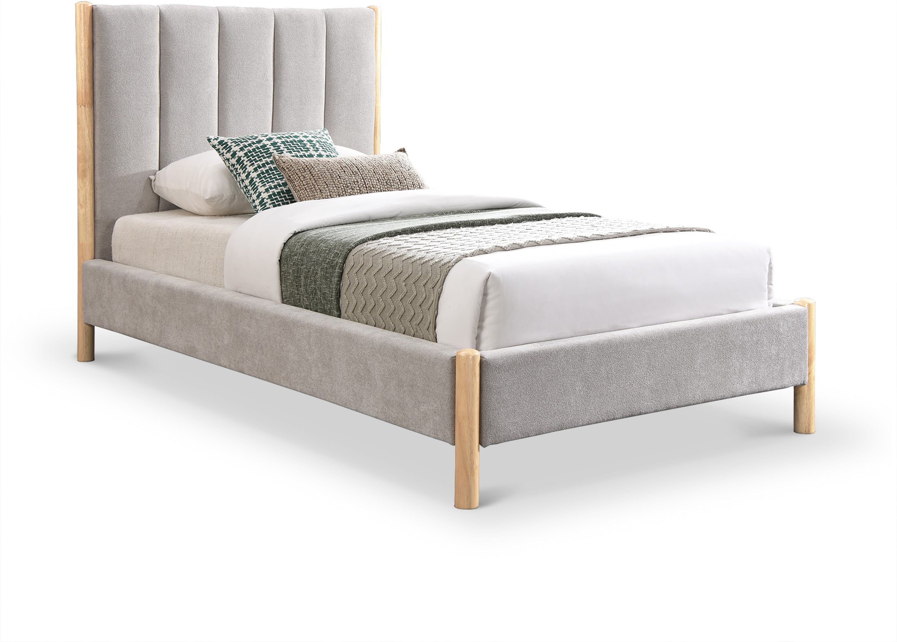 Kona Grey Polyester Fabric Twin Bed