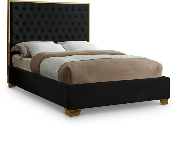 Lana Black Velvet Queen Bed