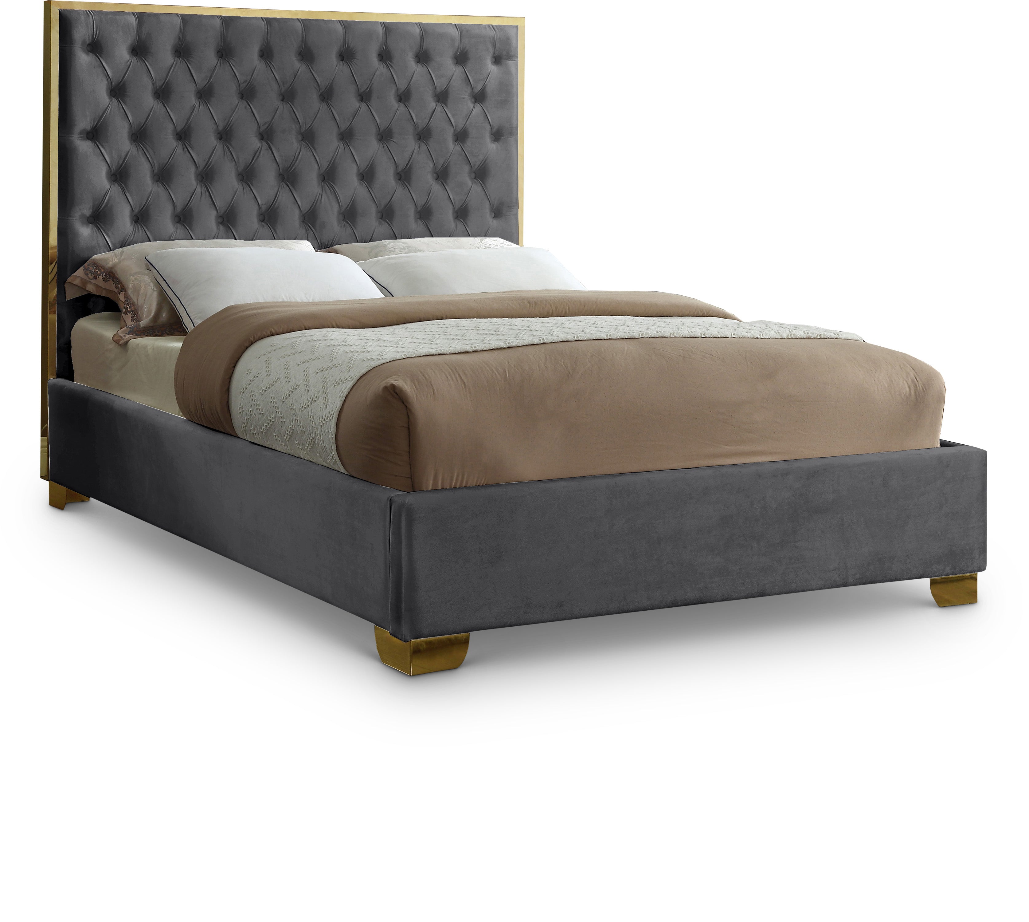 Lana Grey Velvet Queen Bed