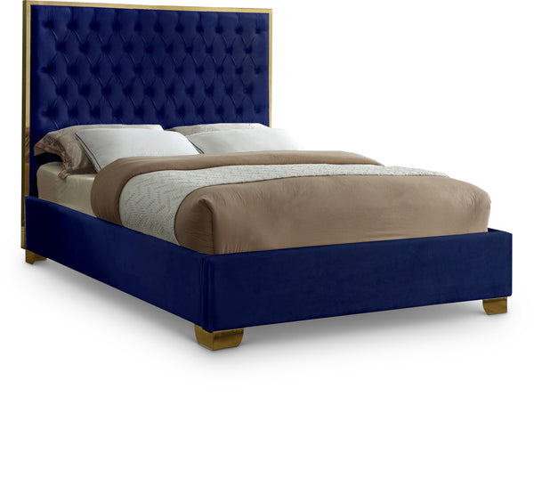 Lana Navy Velvet Queen Bed