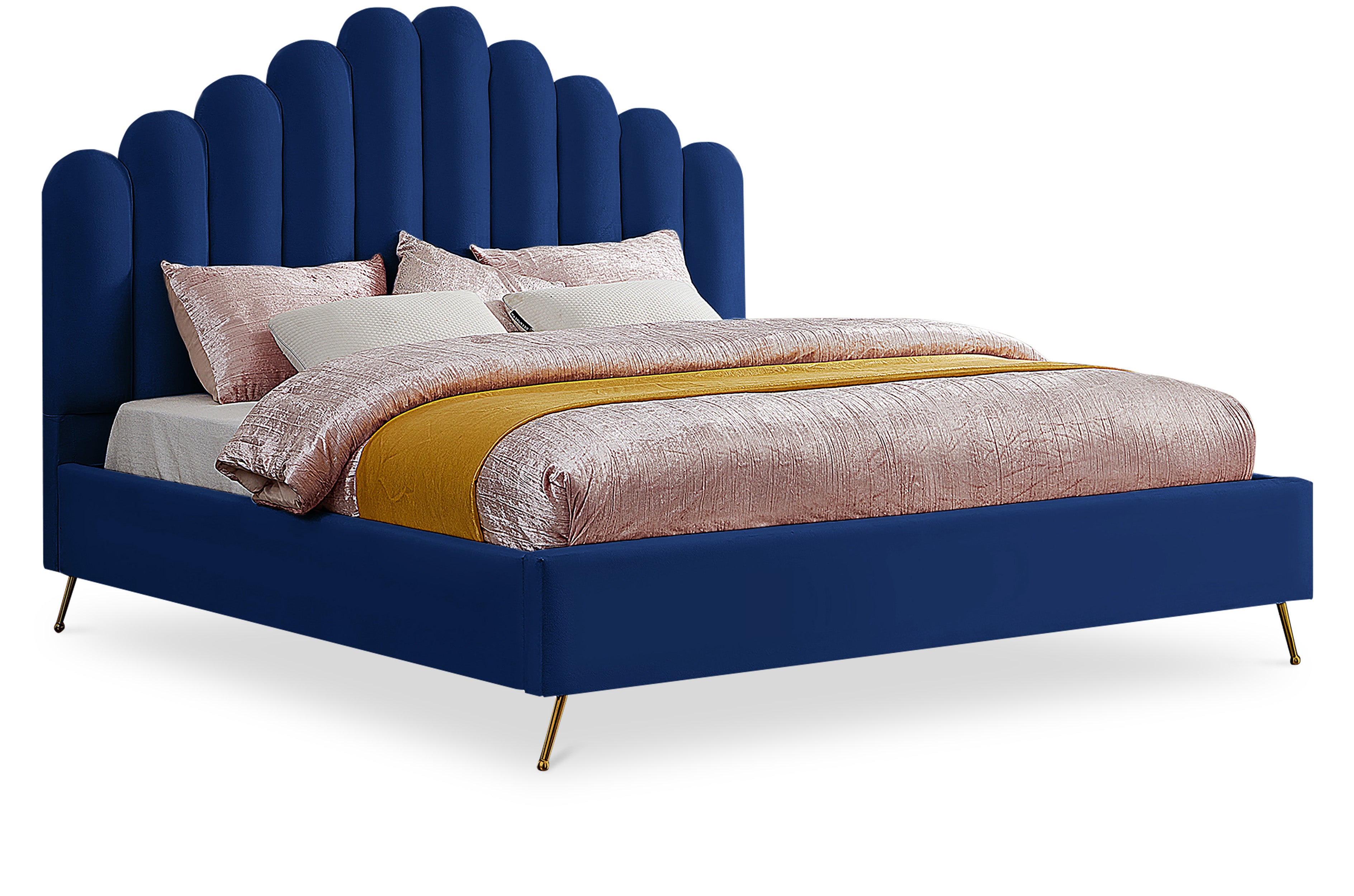 Lily Navy Velvet King Bed