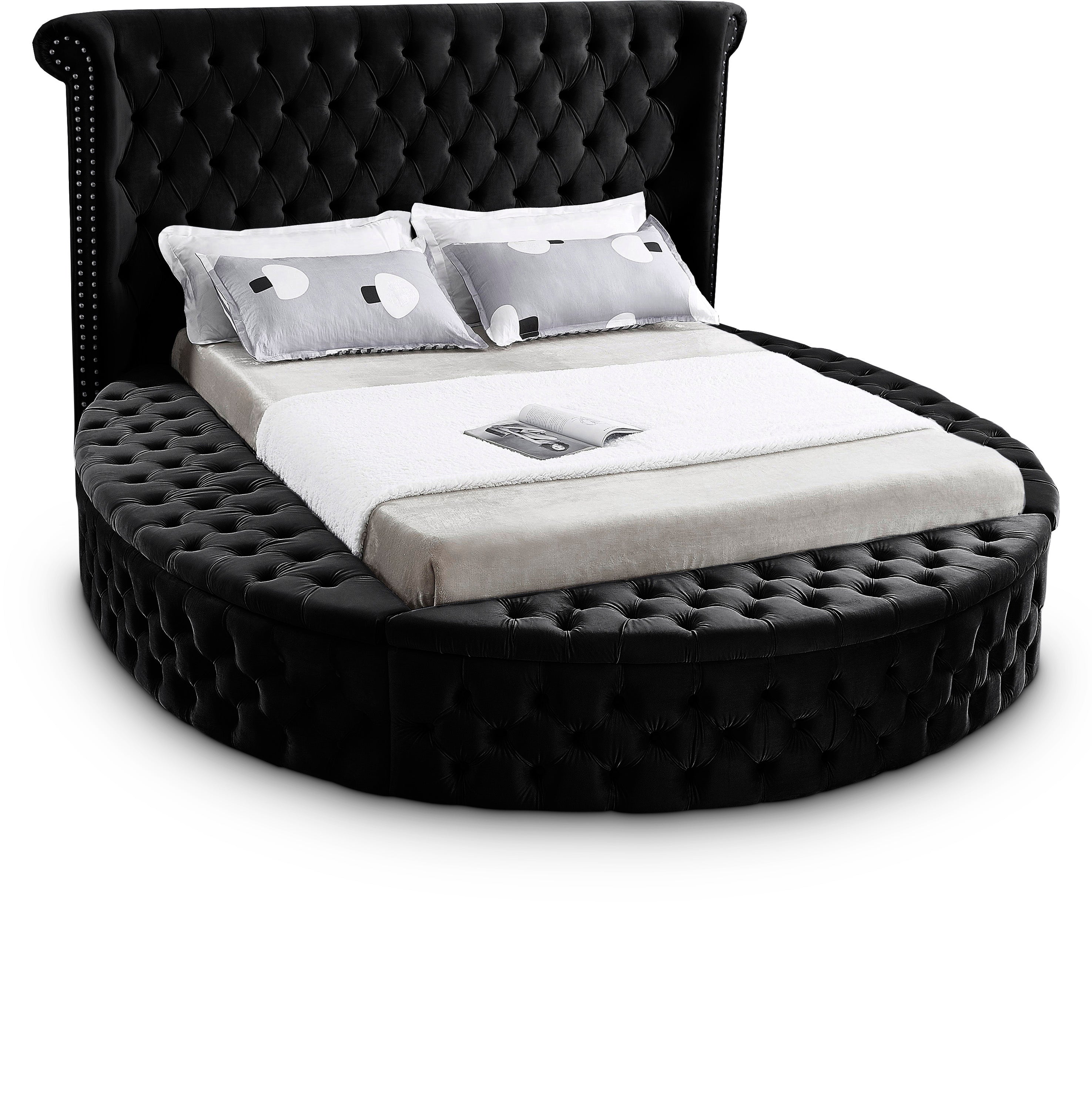 Luxus Black Velvet Queen Bed (3 Boxes)