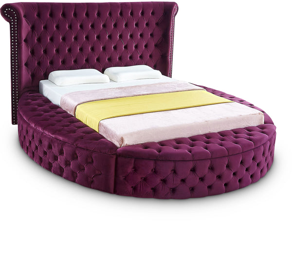 Luxus Purple Velvet Queen Bed