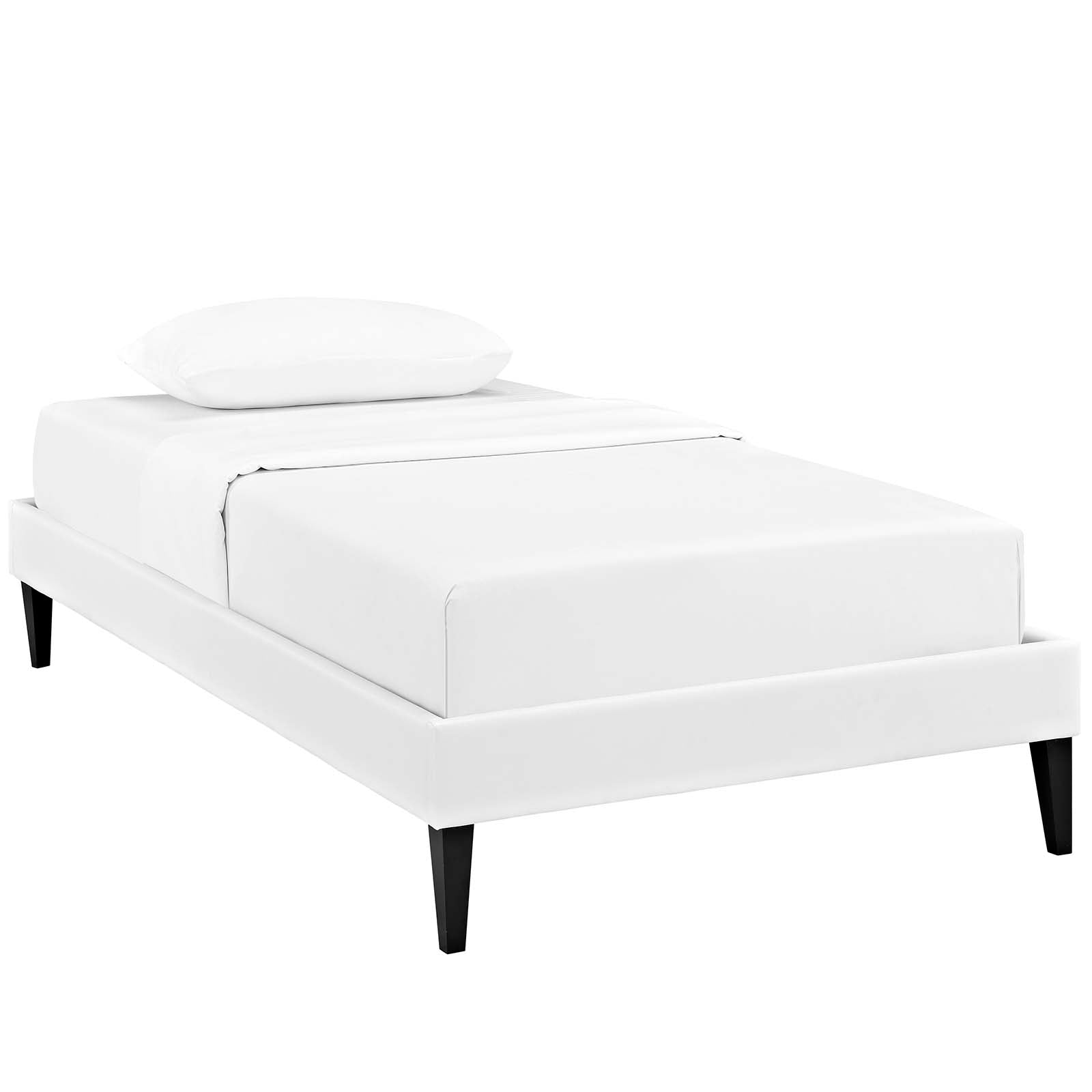 Tessie Twin Vinyl Bed Frame with Squared Tapered Legs