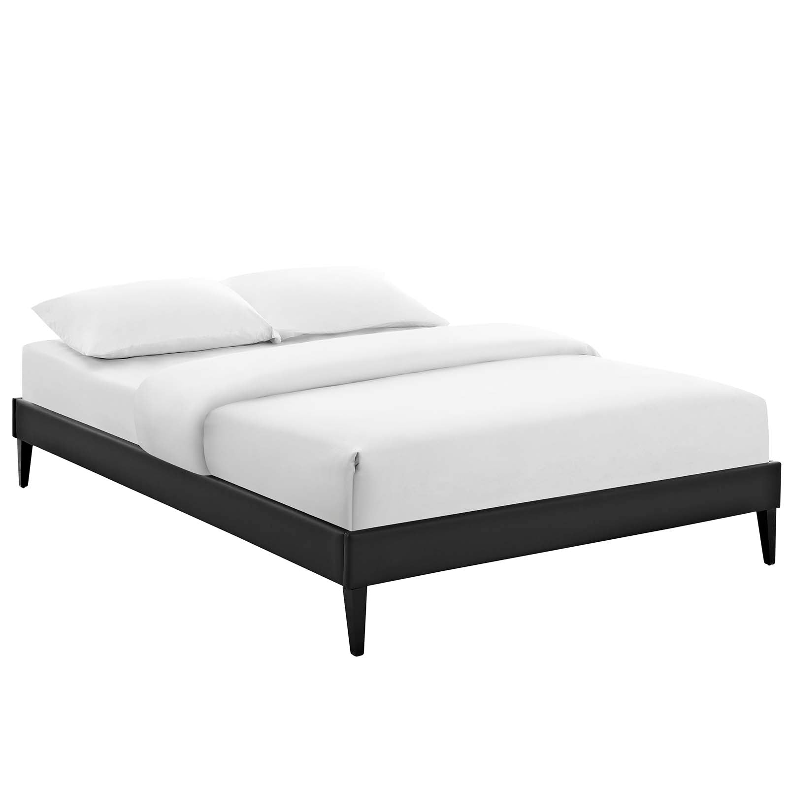 Tessie Full Vinyl Bed Frame with Squared Tapered Legs