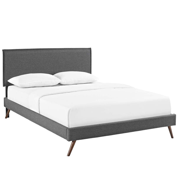 Amaris Queen Fabric Platform Bed with Round Splayed Legs