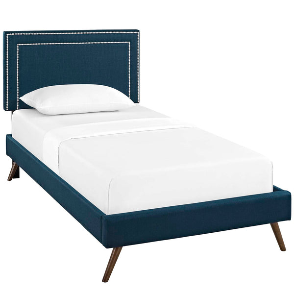 Virginia Twin Fabric Platform Bed with Round Splayed Legs