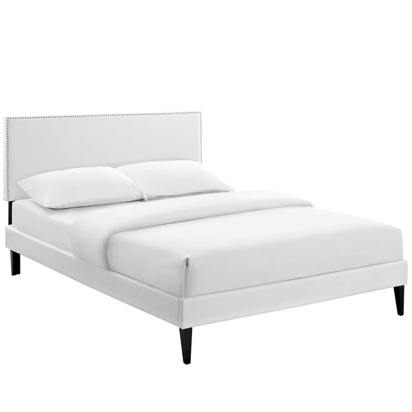 Macie Queen Vinyl Platform Bed with Squared Tapered Legs