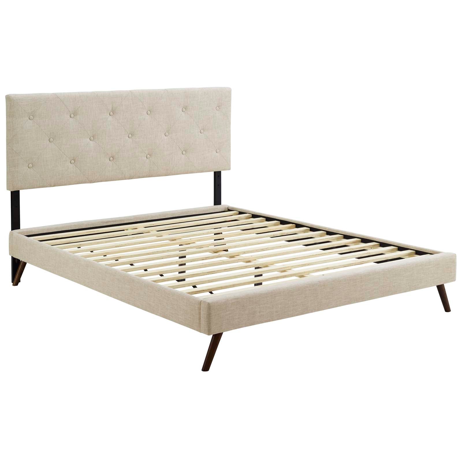 Tarah Full Fabric Platform Bed with Round Splayed Legs