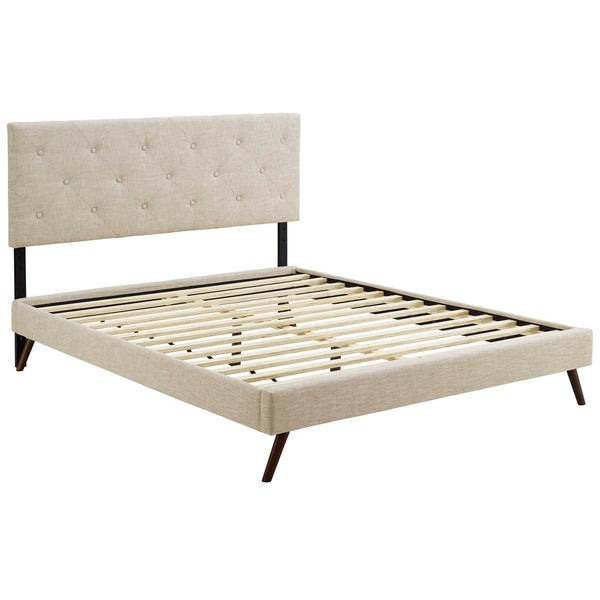 Tarah Full Fabric Platform Bed with Round Splayed Legs