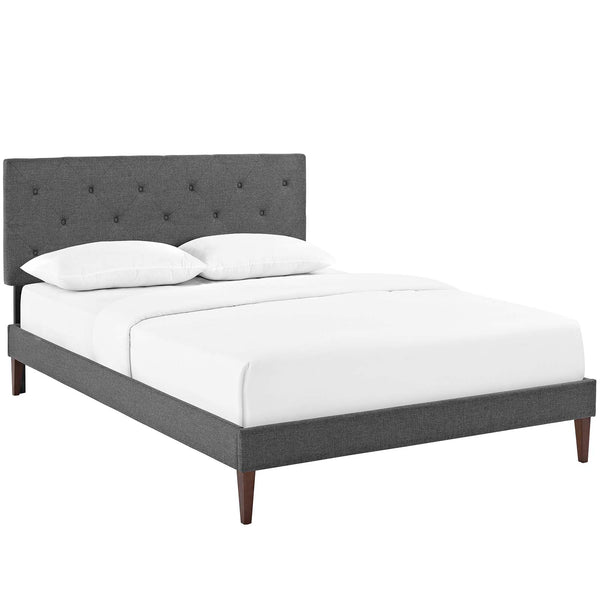 Tarah King Fabric Platform Bed with Squared Tapered Legs