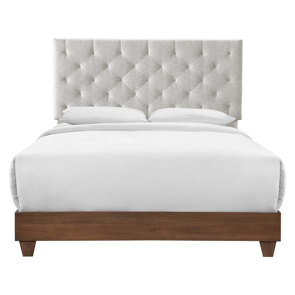 Rhiannon Diamond Tufted Upholstered Fabric Queen Bed