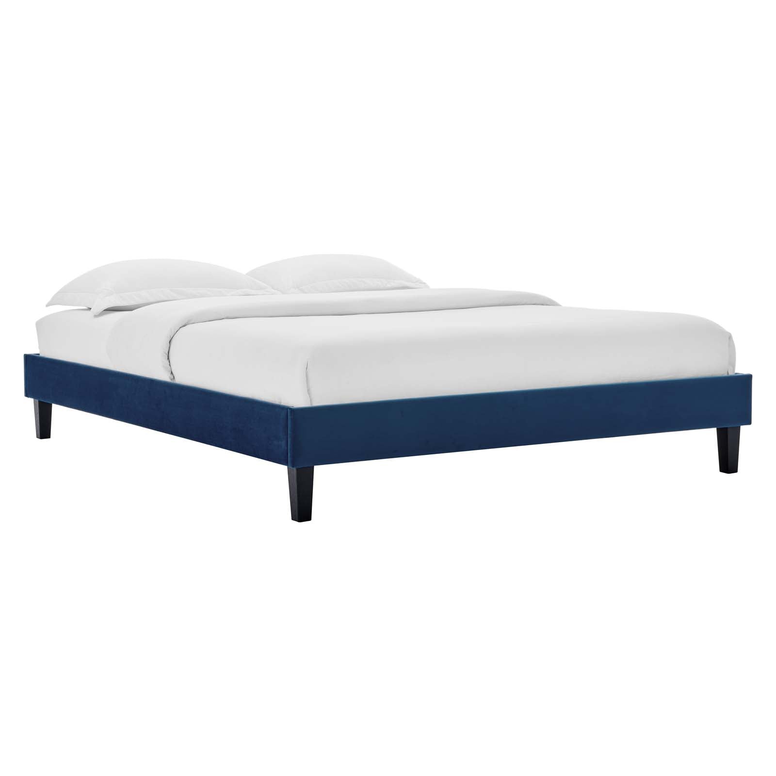 Reign Queen Performance Velvet Platform Bed Frame