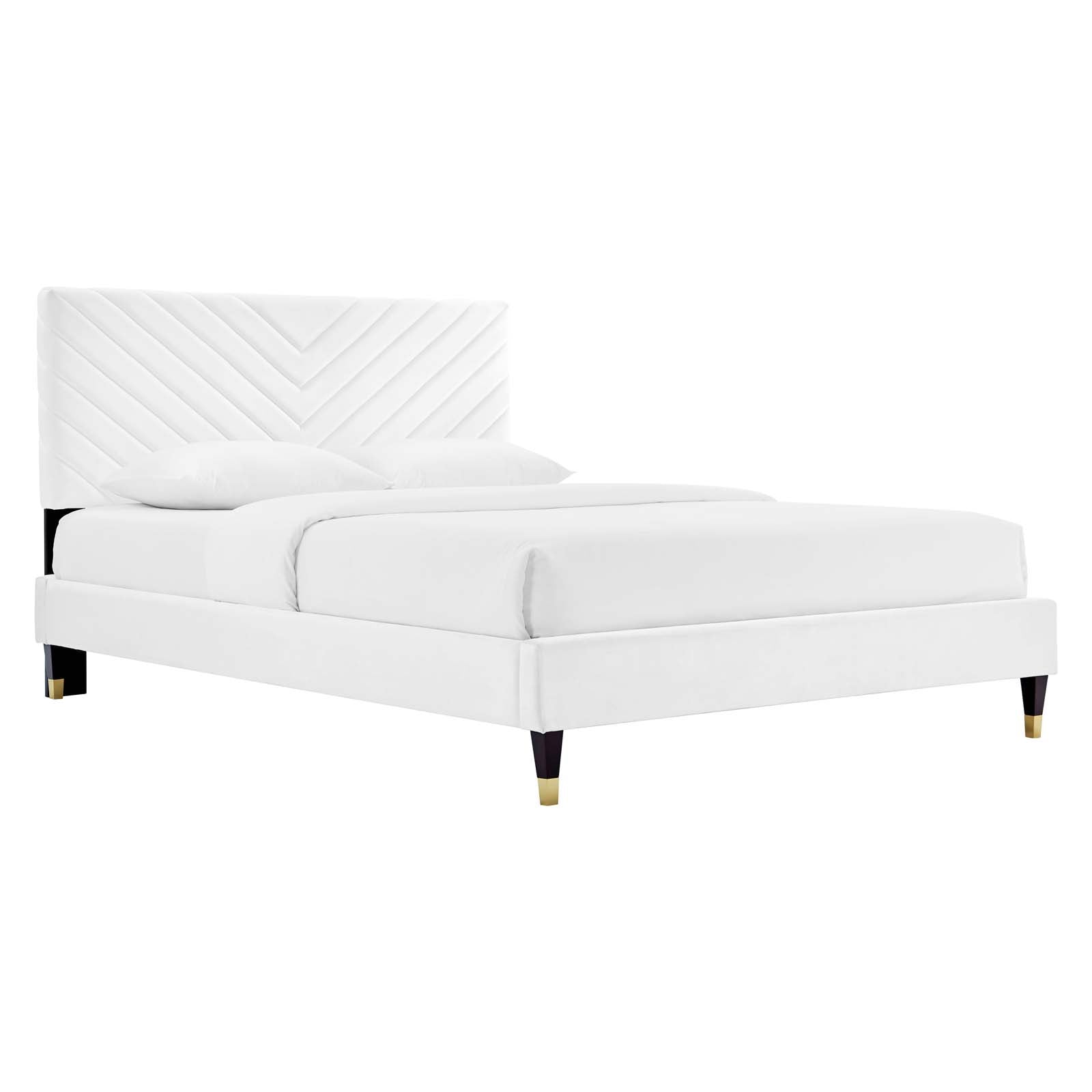 Roxanne Performance Velvet Queen Platform Bed