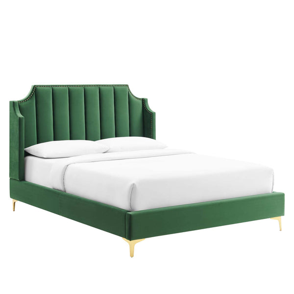 Daniella Performance Velvet Queen Platform Bed