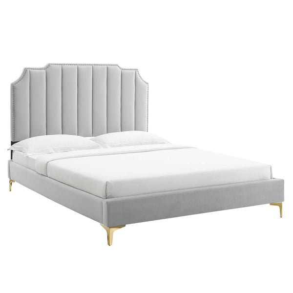 Colette Queen Performance Velvet Platform Bed