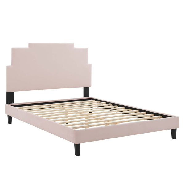 Lindsey Performance Velvet Queen Platform Bed