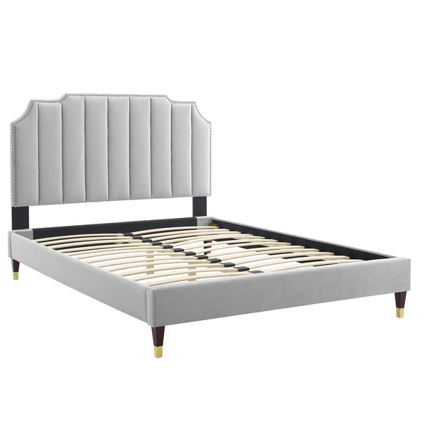 Colette Full Performance Velvet Platform Bed